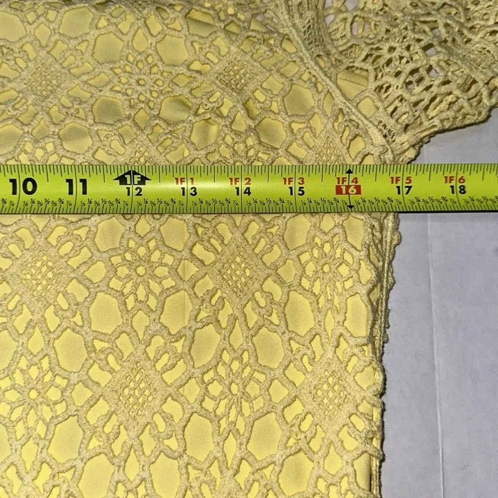 Lauren‎ Ralph Lauren Dress Yellow Crochet Knit Womens Size Small Petite Resort